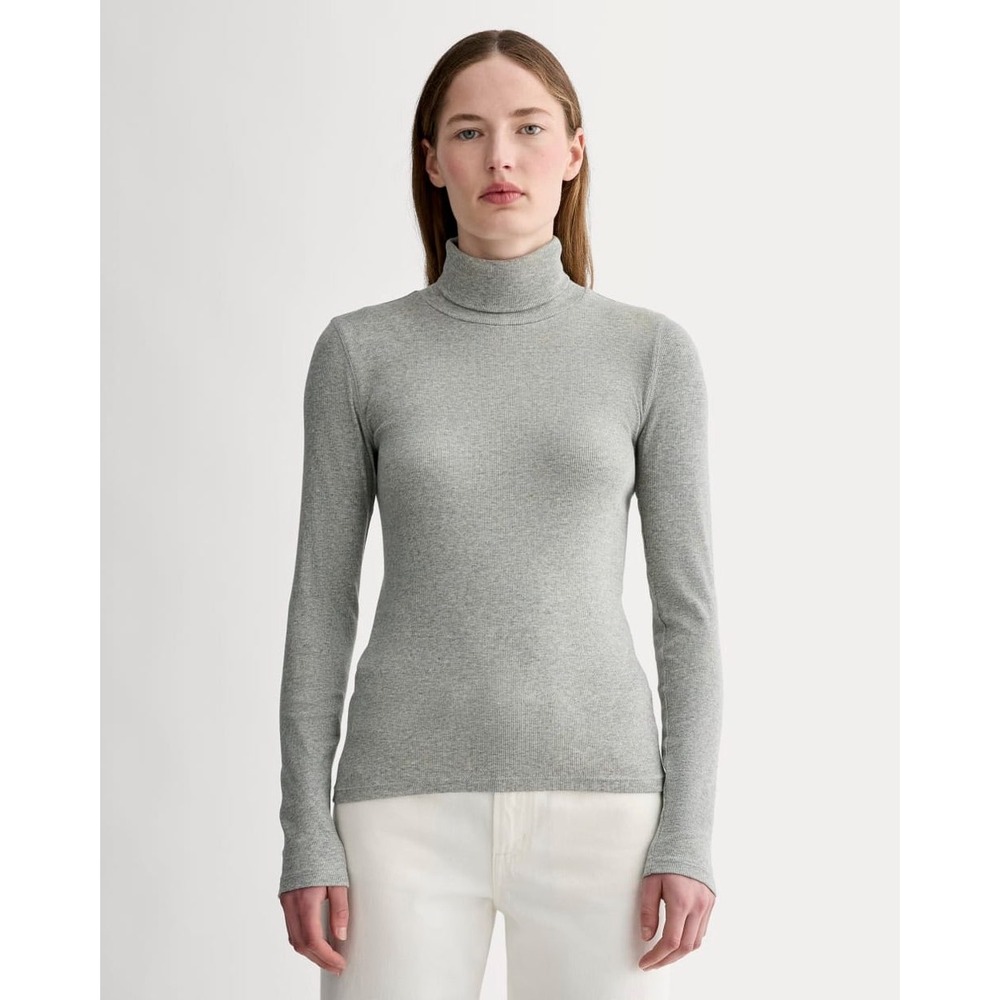 Everlane THE LUXE RIB TURTLENECK Sweater Womens S Gray Wool Classic Capsule Knit